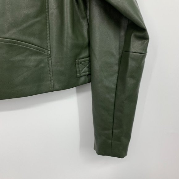 Blank NYC Jacket Green Faux Leather Moto Zip Forever And A Day - Picture 12 of 12